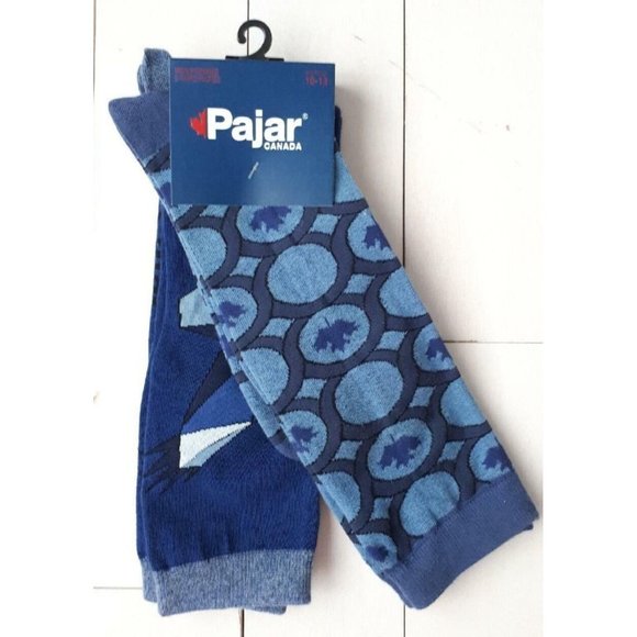 PAJAR Canada 2-Pack Socks Bird / Leaf Print Navy Multi (10-13) - Picture 1 of 1
